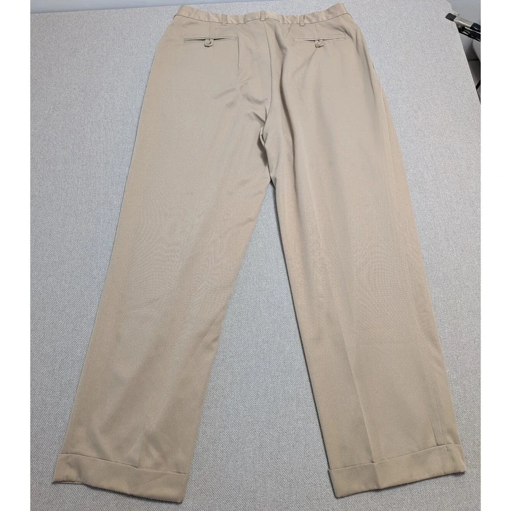 Polo Ralph Lauren Men's Khaki Pleated Dress Pants Cuffed 36x32 Lightweight Prep